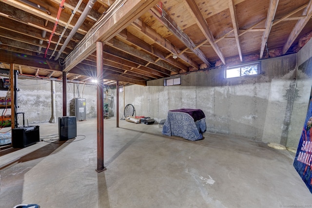 basement featuring water heater