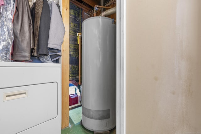 laundry room with laundry area and water heater