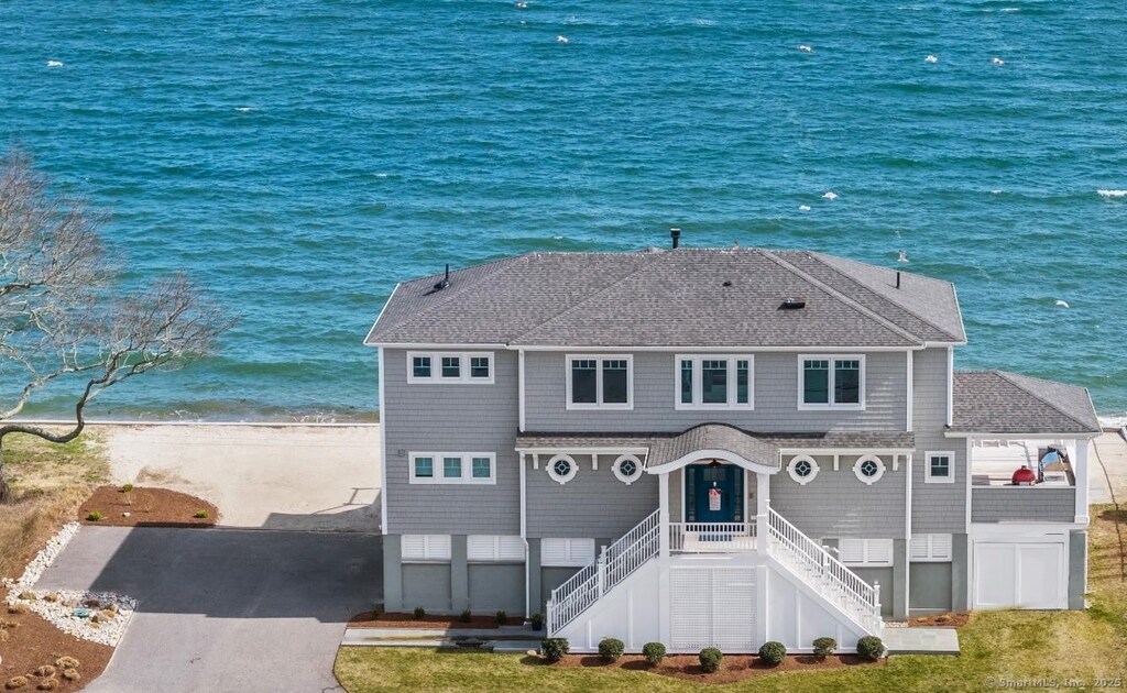 exterior space featuring a water view