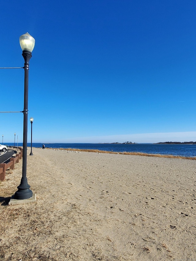 property view of water featuring a view of the beach