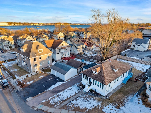 birds eye view of property with a residential view