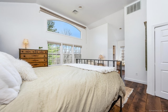 175 Mountain Rd, Wilton, CT 06897 - bedroom with high vaulted ceiling and wood-type flooring