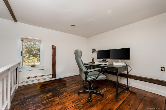 175 Mountain Rd, Wilton, CT 06897 - office space featuring a baseboard radiator, hardwood / wood-style floors, and baseboards