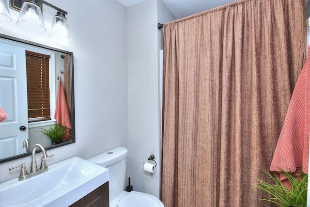 bathroom with toilet and vanity