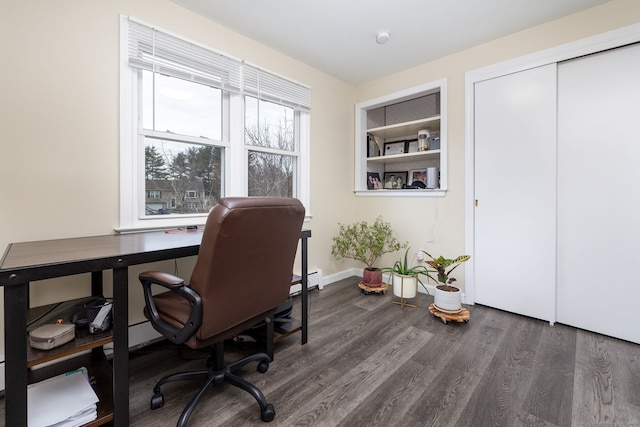 office area featuring wood finished floors