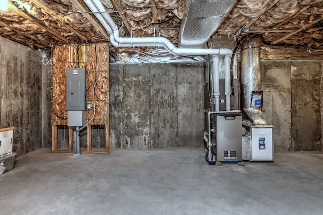 unfinished basement with electric panel