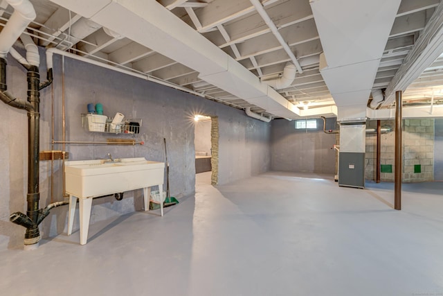 below grade area with heating unit