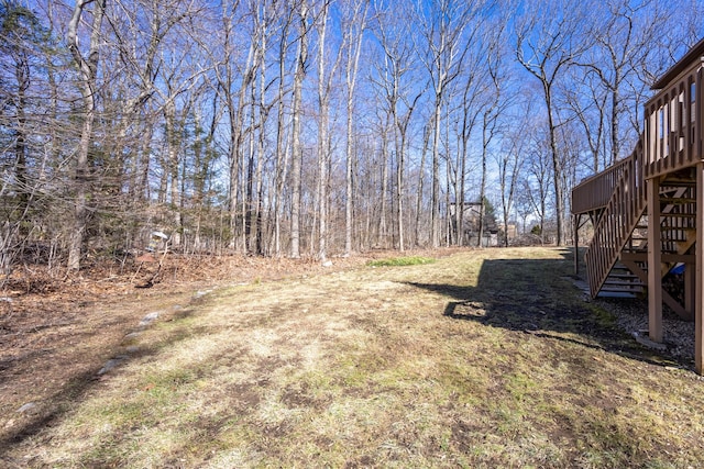 view of yard featuring stairway