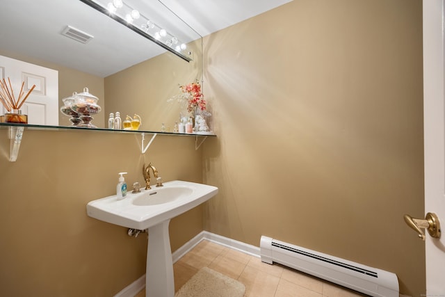 7 Canterbury Ln, Monroe, CT 06468 - bathroom with a baseboard heating unit and tile patterned floors
