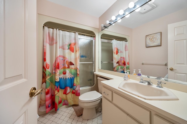 7 Canterbury Ln, Monroe, CT 06468 - bathroom featuring vanity, shower / bathtub combination with curtain, and tile patterned floors