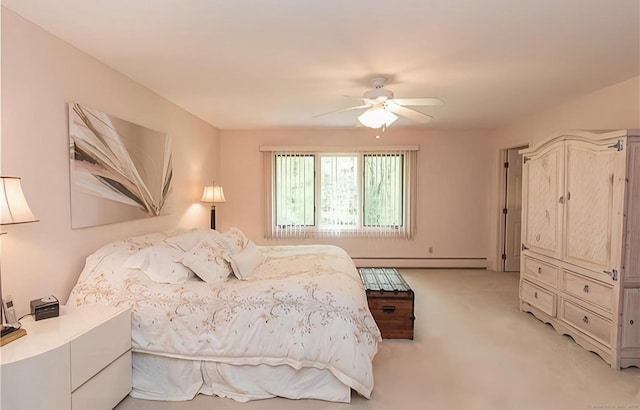 7 Canterbury Ln, Monroe, CT 06468 - bedroom with a baseboard radiator, light carpet, and a ceiling fan