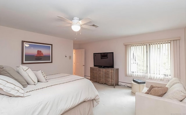7 Canterbury Ln, Monroe, CT 06468 - bedroom with a baseboard radiator, light carpet, and ceiling fan