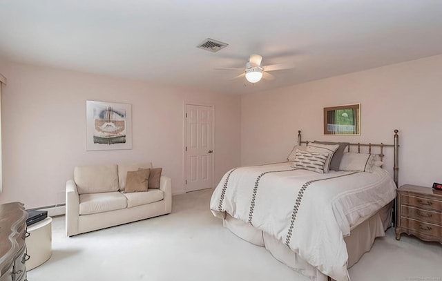 7 Canterbury Ln, Monroe, CT 06468 - bedroom with light carpet, baseboard heating, and a ceiling fan