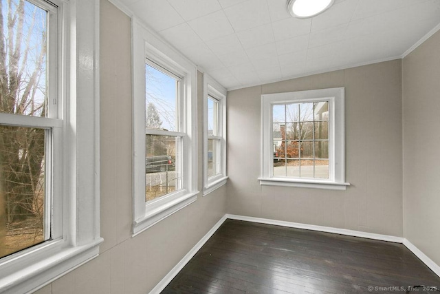 interior space with hardwood / wood-style floors, plenty of natural light, and baseboards