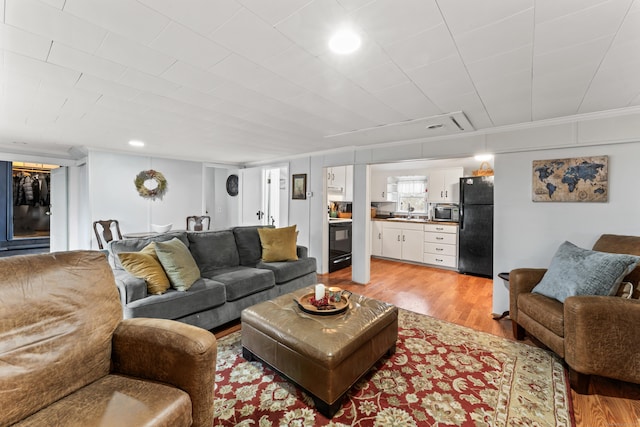 living room featuring light wood-style floors