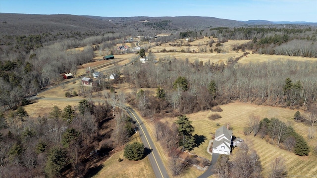 drone / aerial view featuring a rural view and a mountain view