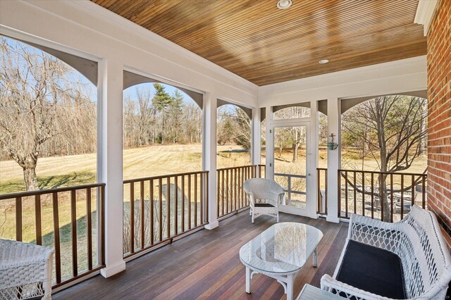 exterior space featuring wooden ceiling