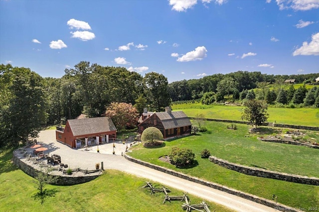 drone / aerial view with a rural view