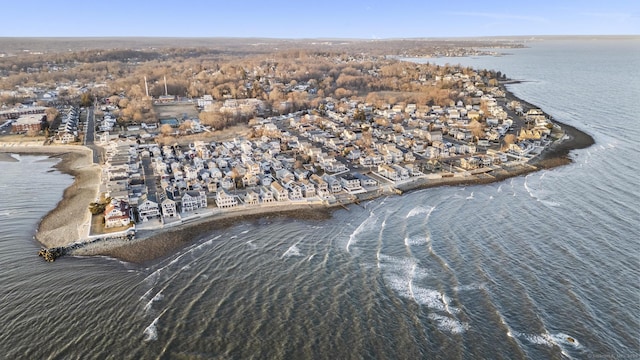 birds eye view of property featuring a residential view and a water view