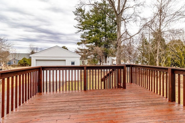 wooden deck featuring an outdoor structure