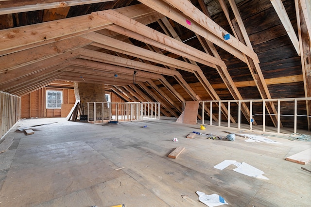 108 Thames St, Groton, CT 06340 - unfinished attic with an upstairs landing