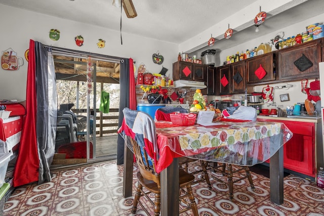 dining area featuring ceiling fan