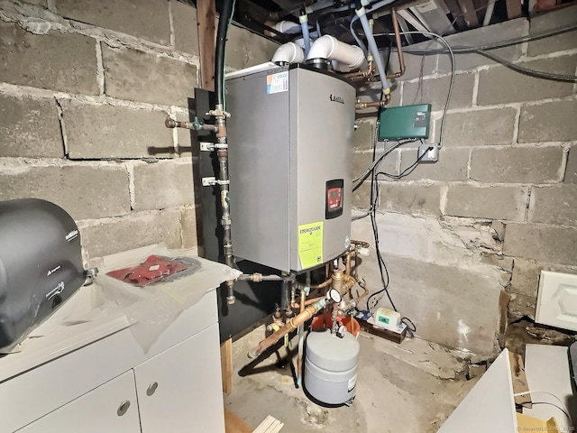 utility room with water heater