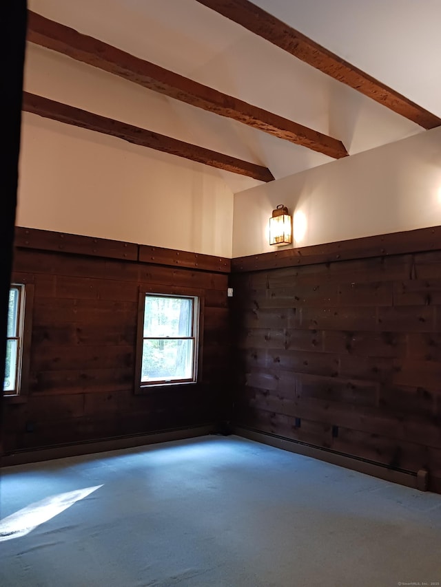 153 Bozrah St, Bozrah, CT 06334 - unfurnished room with beamed ceiling and wooden walls