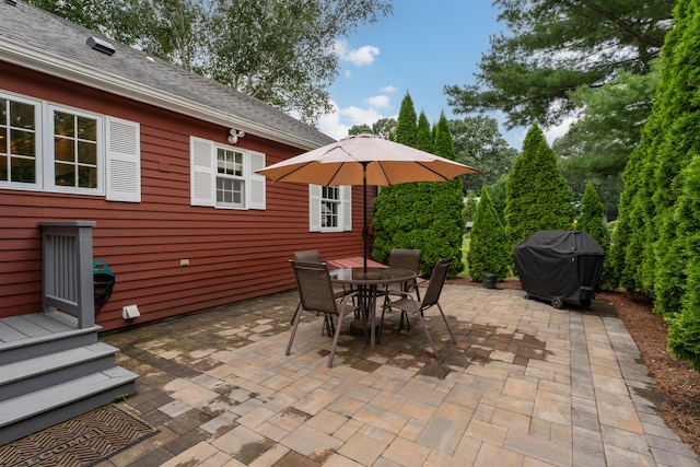 view of patio / terrace with outdoor dining space and grilling area