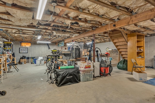 view of unfinished basement