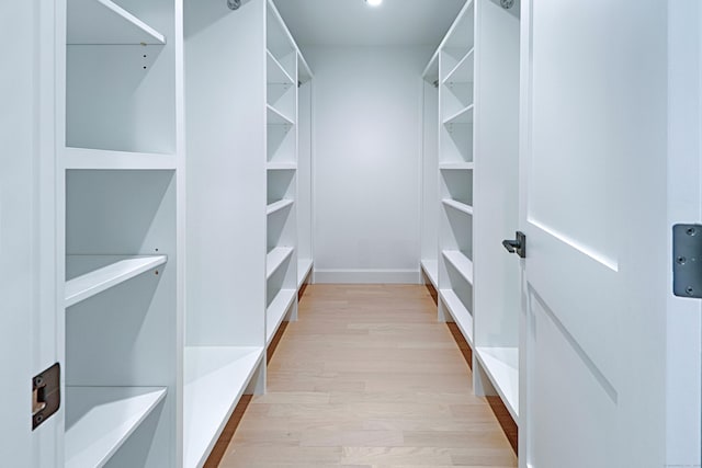 spacious closet featuring light wood-style floors