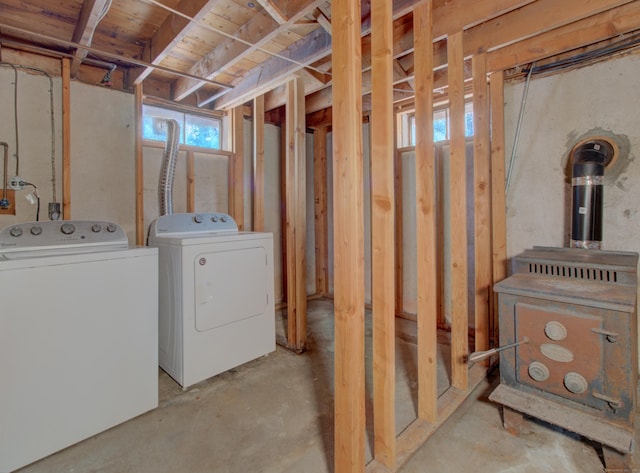 below grade area with independent washer and dryer