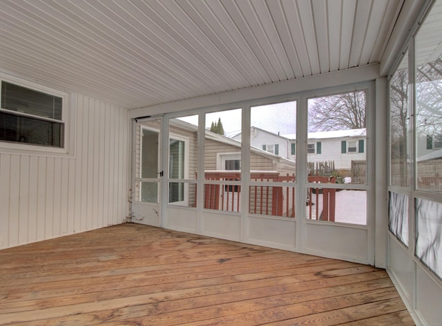 view of unfurnished sunroom