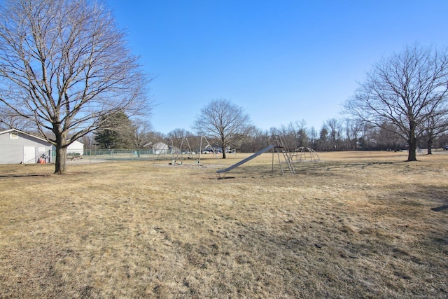 view of yard with fence