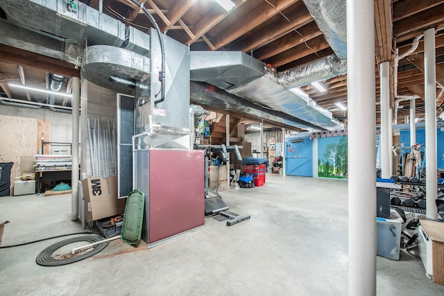 view of unfinished basement