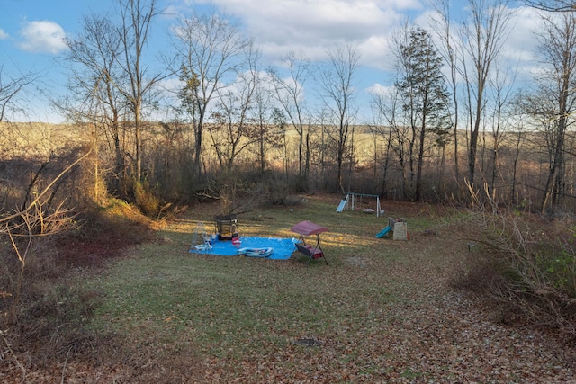 view of yard with a playground