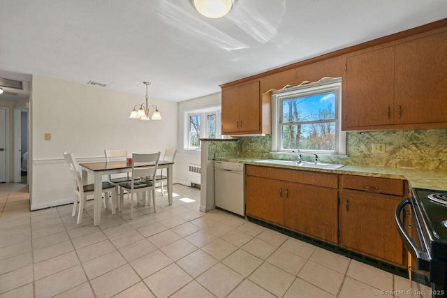9 Waters Ave, Rocky Hill, CT 06067 - kitchen featuring a sink, black electric range, dishwasher, radiator, and visible vents