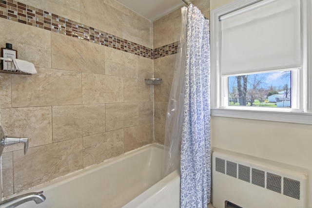 9 Waters Ave, Rocky Hill, CT 06067 - bathroom featuring shower / bath combo with shower curtain and radiator heating unit
