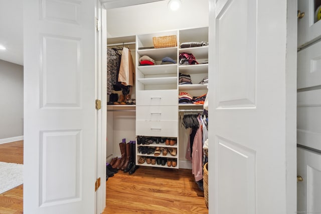 spacious closet featuring wood finished floors