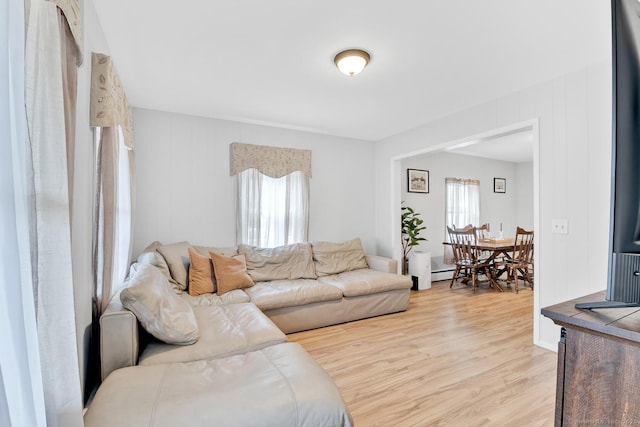 living area with wood finished floors