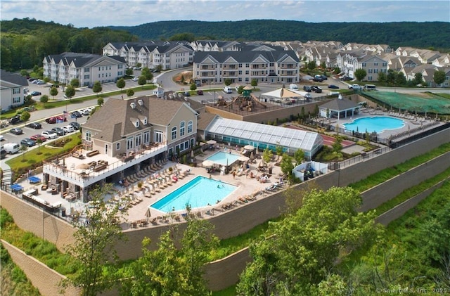 aerial view with a residential view