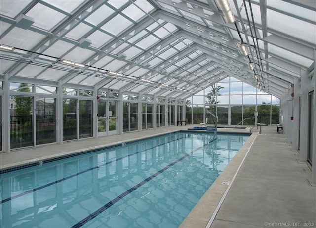 community pool featuring glass enclosure