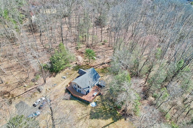 bird's eye view featuring a view of trees