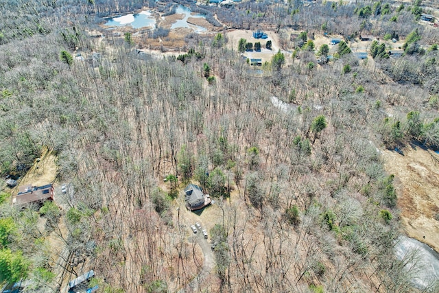 bird's eye view featuring a view of trees