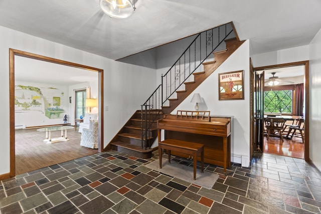 4 Wildwood Ln, Weston, CT 06883 - stairs featuring ceiling fan and baseboards