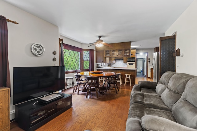 4 Wildwood Ln, Weston, CT 06883 - living area featuring wood finished floors and ceiling fan