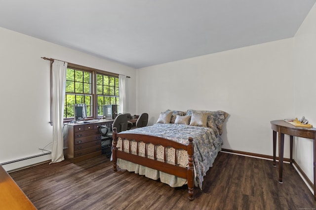 4 Wildwood Ln, Weston, CT 06883 - bedroom with baseboard heating, wood finished floors, a desk, and baseboards