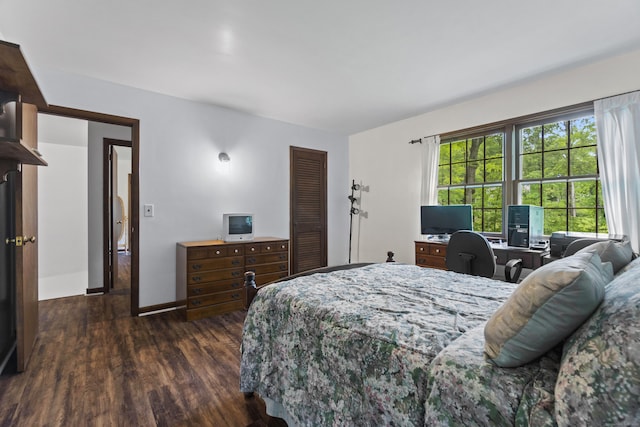 4 Wildwood Ln, Weston, CT 06883 - bedroom featuring dark wood-type flooring, baseboards, a closet, and a desk