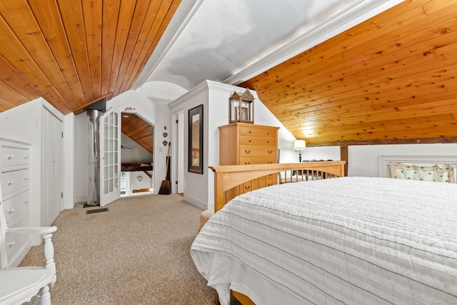 1 Hathaway Rd, East Lyme, CT 06333 - bedroom with vaulted ceiling, wooden ceiling, and carpet flooring