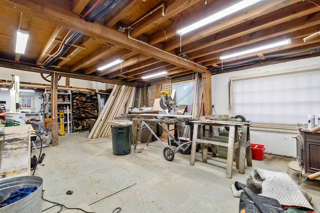 1 Hathaway Rd, East Lyme, CT 06333 - unfinished below grade area with a workshop area